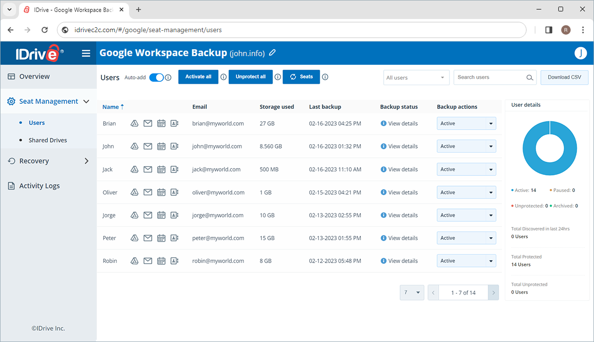 Copia de seguridad del espacio de trabajo de Google