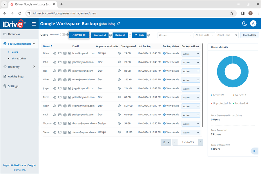Copia de seguridad del espacio de trabajo de Google