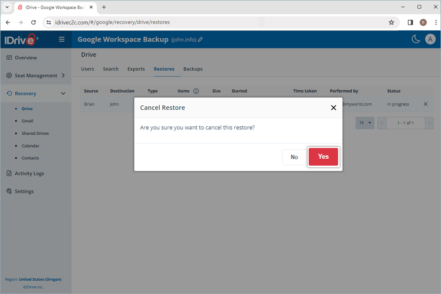 Copia de seguridad del espacio de trabajo de Google