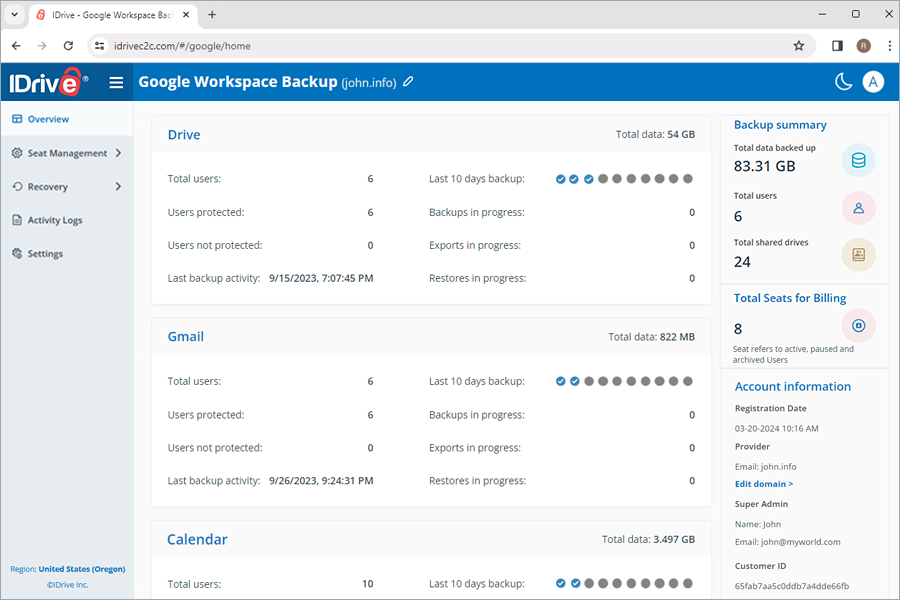 Copia de seguridad del espacio de trabajo de Google