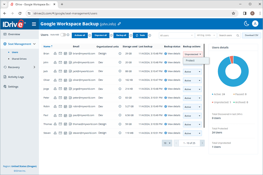 Copia de seguridad del espacio de trabajo de Google
