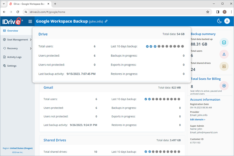 Copia de seguridad del espacio de trabajo de Google