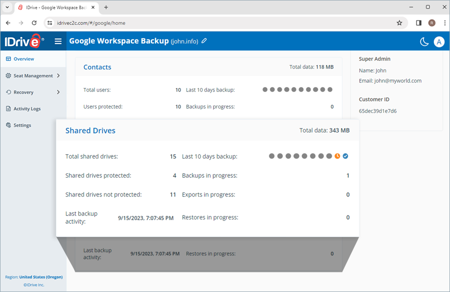 Copia de seguridad del espacio de trabajo de Google