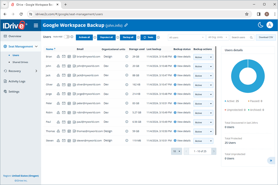 Copia de seguridad del espacio de trabajo de Google