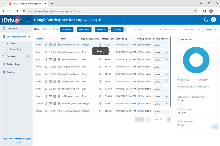 Copia de seguridad del espacio de trabajo de Google