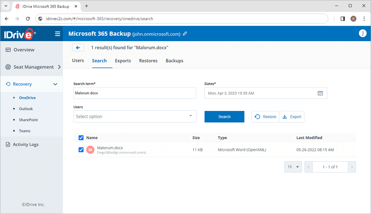 Microsoft Office 365のバックアップ