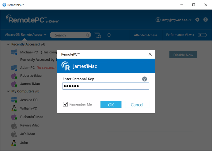 Connect to active session